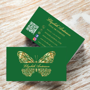 Butterfly groen goud QR code script Visitekaartje