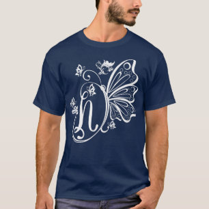 Butterfly Grunge Fairycore Aesthetic Letter N Mono T-shirt