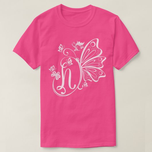 Butterfly Grunge Fairycore Aesthetic Letter N Mono T-shirt (Design voorkant)