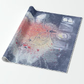 Butterfly Grunge Love | Koraal Oranje Paars verf Cadeaupapier (Uitgerold)