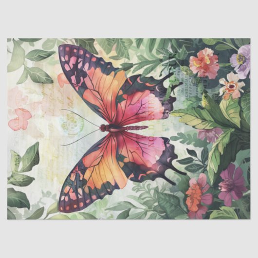 Butterfly  Hand Schrijven Letter Decoupage Tissuepapier (Voorkant)