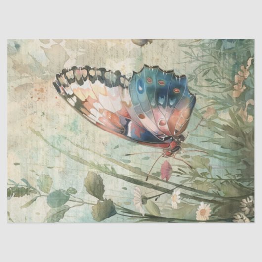 Butterfly Hand Schrijven Letter Decoupage Tissuepapier (Voorkant)