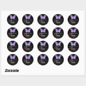 Butterfly Handgemaakt met Love Black Ronde Sticker (Vel)