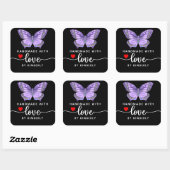 Butterfly Handgemaakt met Love Black Vierkante Sticker (Vel)