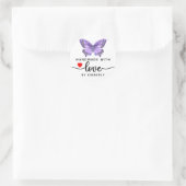 Butterfly Handgemaakt met Love Classic Round Stick Ronde Sticker (Tas)