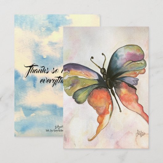 Butterfly Happat Hartelijk dank Bedankkaart (Voorkant / Achterkant)