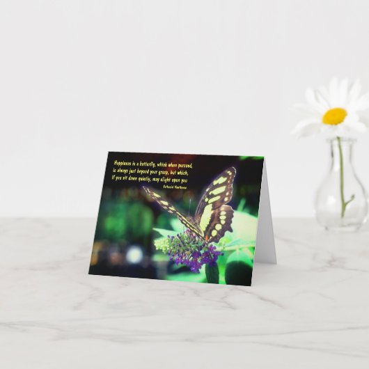 Butterfly Happiness Citaat Inspirerend Nota Kaart (Kleine Plant)