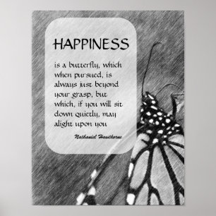 Butterfly Happiness Inspirerend Quote Poster