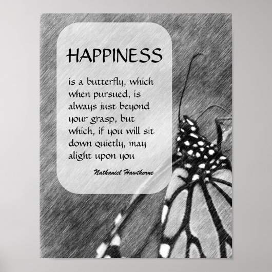 Butterfly Happiness Inspirerend Quote Poster (Voorkant)