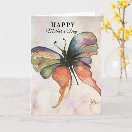 Butterfly Happiness Moederdag Kaart (Gele Bloem)