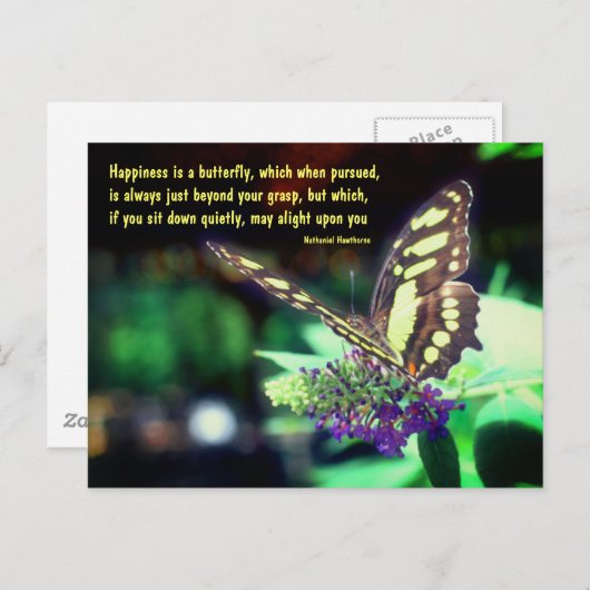 Butterfly Happiness Quote Inspirerend Briefkaart (Voorkant / Achterkant)