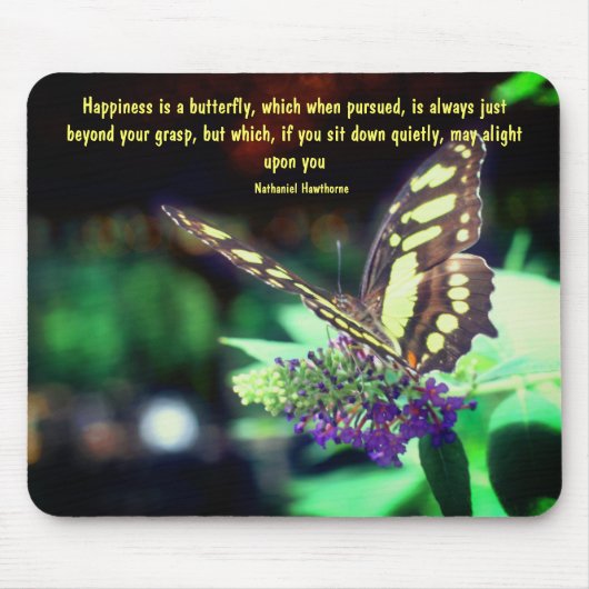 Butterfly Happiness Quote Inspirerend Muismat (Voorkant)