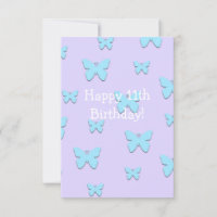 Butterfly Happy 11th Birthday Kaart