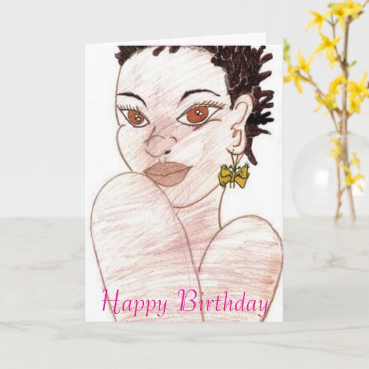 Butterfly, Happy Birthday - Gepersonaliseerd Kaart (Gele Bloem)