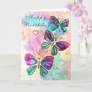 Butterfly Happy Birthday Kaart Vlinders vliegen