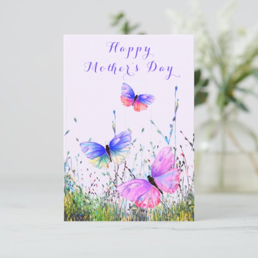 Butterfly Happy Moederdag Kaart (Staand voorkant)
