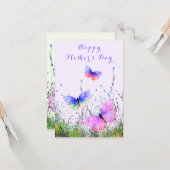 Butterfly Happy Moederdag Kaart (Voorkant / Achterkant in situ)