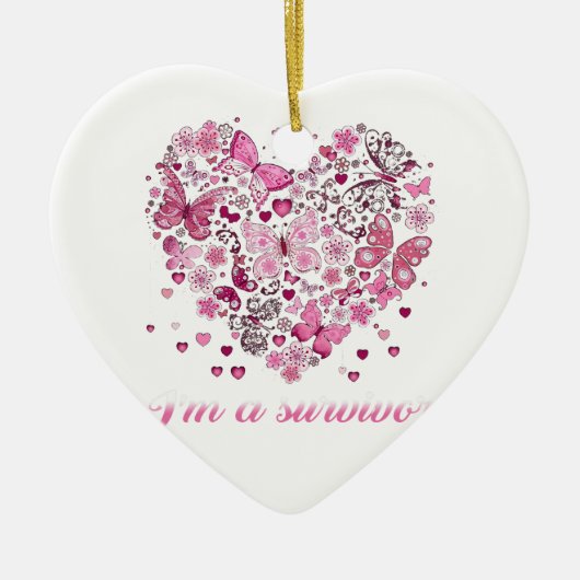 butterfly hart behaalt overlevende borstkanker awa keramisch ornament (Voorkant)