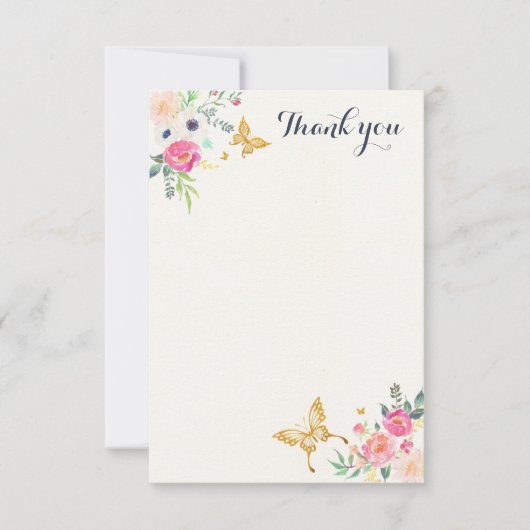 Butterfly Hartelijk dank Notitiekaartje (Voorkant)