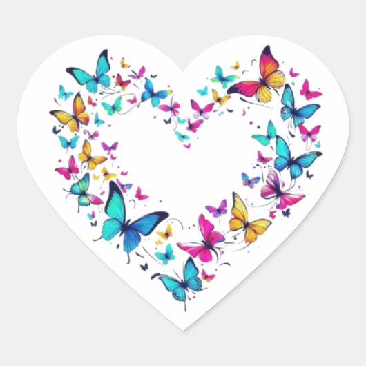 Butterfly Heart Aesthetic Sticke Hart Sticker (Voorkant)