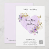 *~* Butterfly Heart AR6 QR WEDDING BESPAAR DE DATU Kaart (Voorkant / Achterkant)