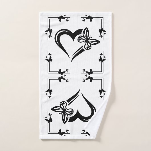 "Butterfly & Heart" Bath Towell Set Bad Handdoek (Handdoek)