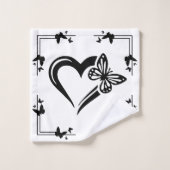 "Butterfly & Heart" Bath Towell Set Bad Handdoek (Wasdoekje)