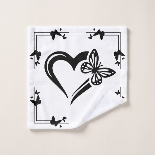 "Butterfly & Heart" Bath Towell Set Bad Handdoek (Wasdoekje)