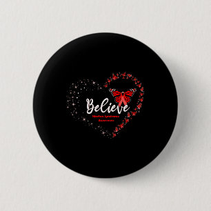 Butterfly Heart Believe Red Ribbon Marfan Syndrome Ronde Button 5,7 Cm