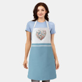 Butterfly Heart Blauw Wit All-Over Print Schort (Gedragen)