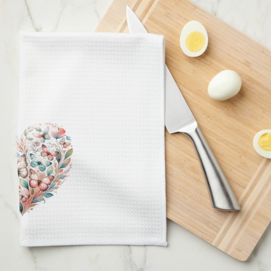 Butterfly Heart Blauw Wit Theedoek (Quarter Fold)