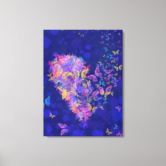 Butterfly Heart Canvas Print Love - Painting (Voorkant)