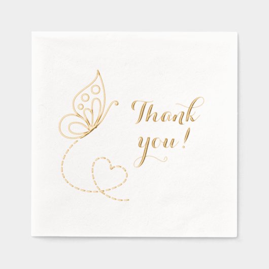 Butterfly Heart Dank u Folie Servetten (Voorkant)