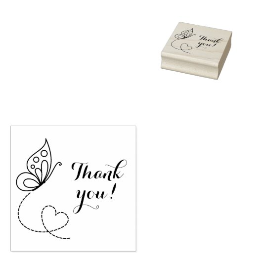 Butterfly Heart Dank u Rubberstempel (Gestempeld)