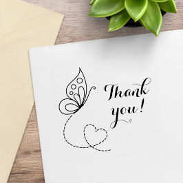 Butterfly Heart Dank u Rubberstempel