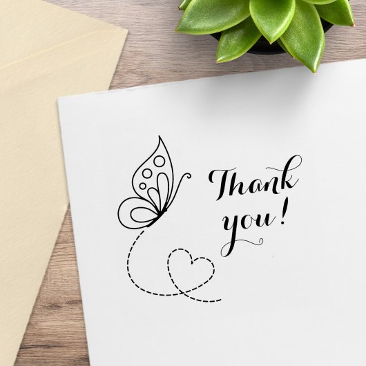 Butterfly Heart Dank u Rubberstempel