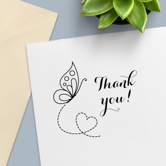 Butterfly Heart Dank u Zelfinktende Stempel