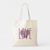 Butterfly Heart Floral Love Text Cute Paars Boho Tote Bag (Achterkant)