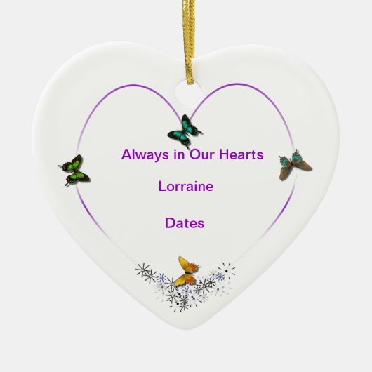 Butterfly Heart, gepersonaliseerd versieringsmidde Keramisch Ornament (Voorkant)