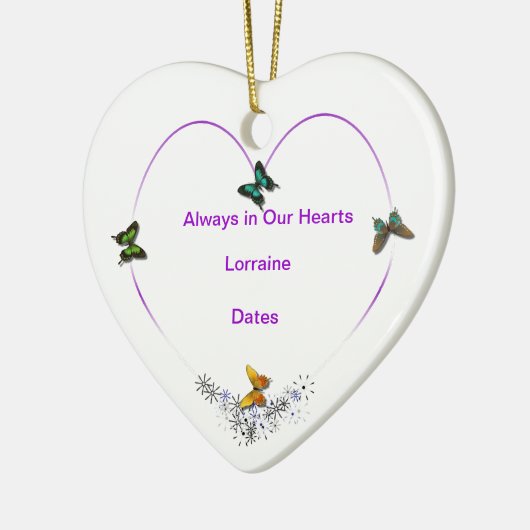 Butterfly Heart, gepersonaliseerd versieringsmidde Keramisch Ornament (Links)