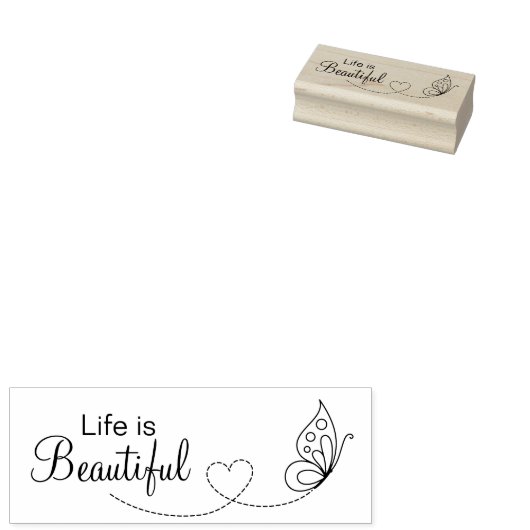 Butterfly Heart - Het leven is prachtig Rubberstempel (Gestempeld)