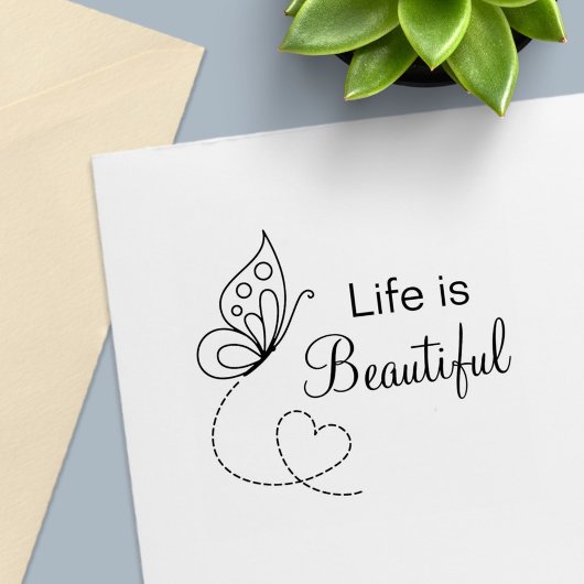 Butterfly Heart - Het leven is prachtig Zelfinktende Stempel