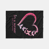 Butterfly Heart I'm a Survivor Breast Cancer AWare Fleece Deken (Voorkant (Horizontaal))