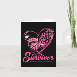 Butterfly Heart I'm a Survivor Breast Cancer AWare Kaart