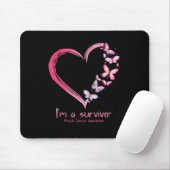 Butterfly Heart I'm a Survivor Breast Cancer AWare Muismat (Met muis)