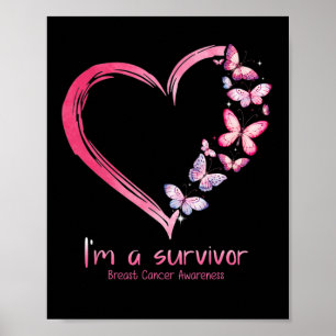 Butterfly Heart I'm a Survivor Breast Cancer AWare Poster