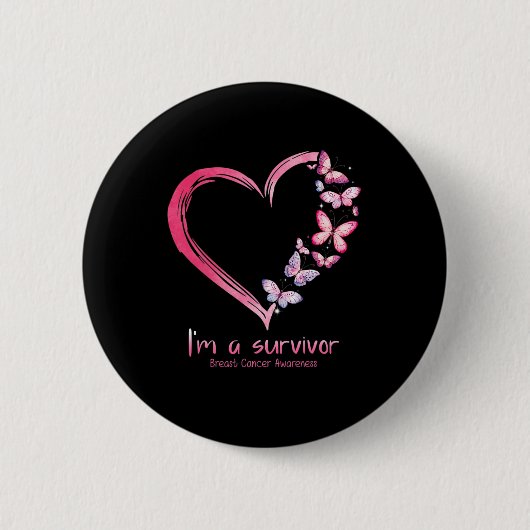 Butterfly Heart I'm a Survivor Breast Cancer AWare Ronde Button 5,7 Cm (Voorkant)