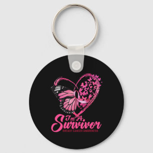 Butterfly Heart I'm a Survivor Breast Cancer AWare Sleutelhanger