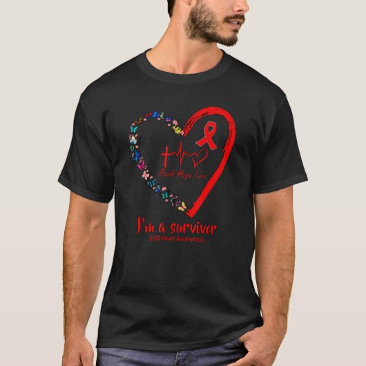 Butterfly Heart I'm A Survivor CHD Heart Disease A T-shirt (Voorkant)