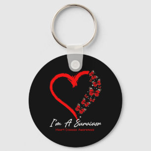 Butterfly Heart I'm a Survivor Heart Disease AWARE Sleutelhanger